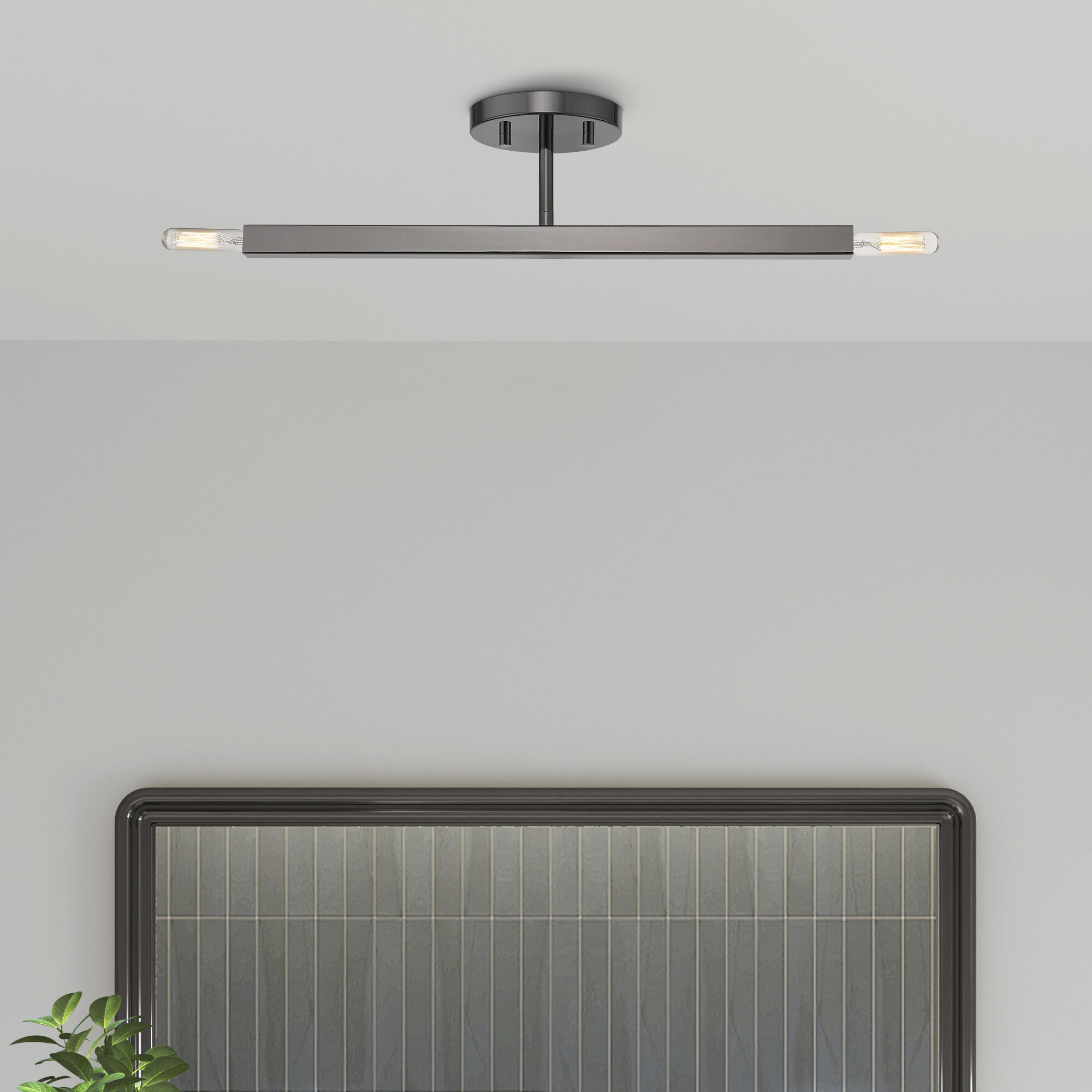 Monaco 2 Light 5.13 inch Black Chrome Semi-Flush Ceiling Light