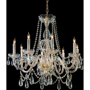 Traditional Crystal 8 Light 26 inch Polished Brass Chandelier Ceiling Light