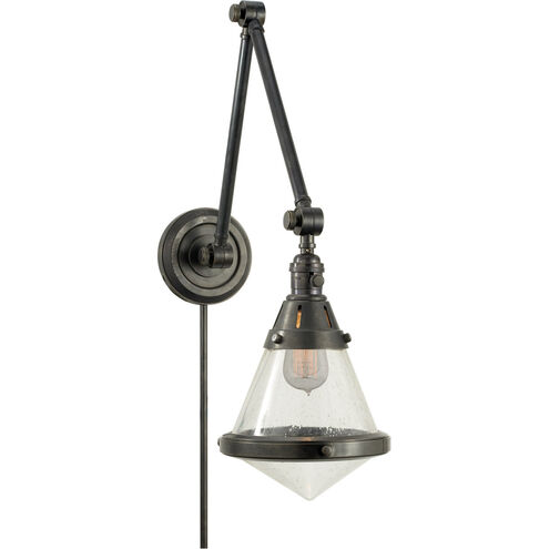 Thomas O'Brien Gale 17 inch 60.00 watt Bronze Swing Arm Wall Light in Seeded Glass