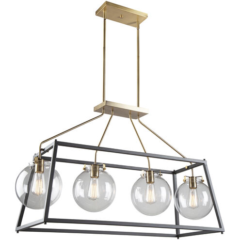 Bridgetown 4 Light 40 inch Black and Harvest Brass Island Light Ceiling Light
