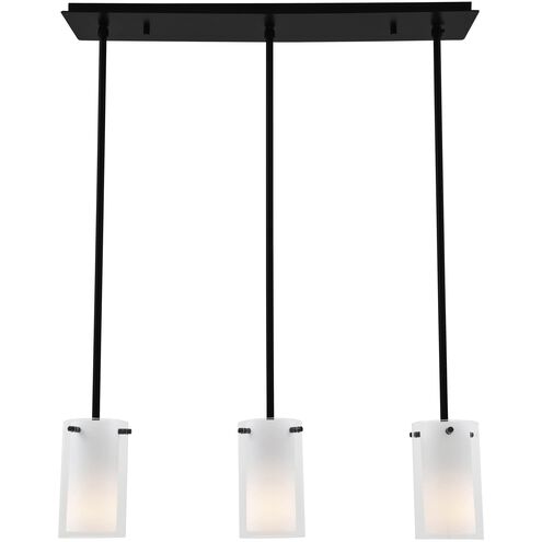 Essex Linear Ceiling Light in Graphite, Half Opal Glass, Adjustable Canopy
