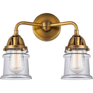 Nouveau 2 Small Canton LED 13 inch Brushed Brass Bath Vanity Light Wall Light in Clear Glass