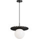 Modern Ruff 1 Light 13.88 inch Black Pendant Ceiling Light in Black and Opal Glass