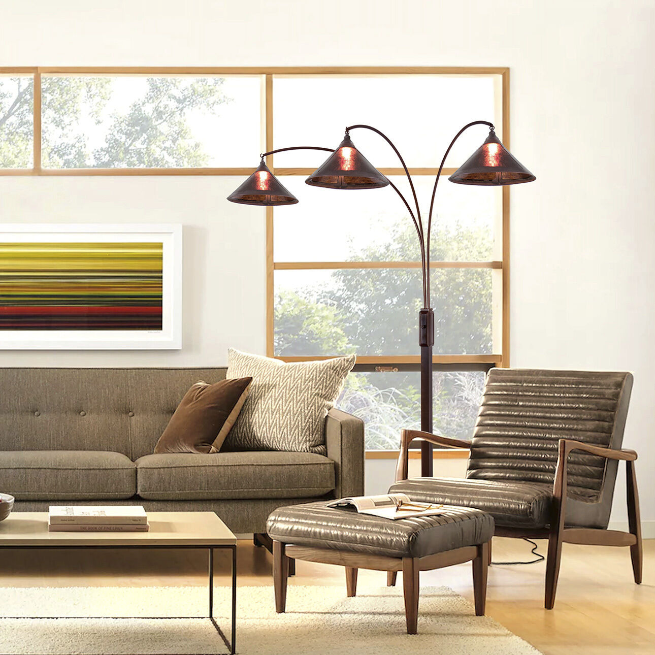 Natural Mica 86 inch 75.00 watt Bronze and Espresso Arc Floor Lamp Portable Light