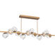 Luna LED 72 inch Novel Brass Chandelier Ceiling Light in 2700K LED, Floret Inner - Clear Outer, Twisted Branch