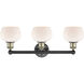 Fenton 3 Light 24.5 inch Black Antique Brass Bath Vanity Light Wall Light in Matte White