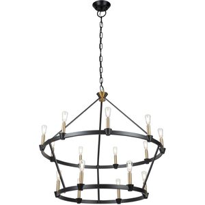 Notting Hill LED 36 inch Black and Brushed Brass Chandelier Ceiling Light