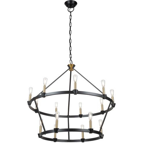 Notting Hill LED 36 inch Black and Brushed Brass Chandelier Ceiling Light