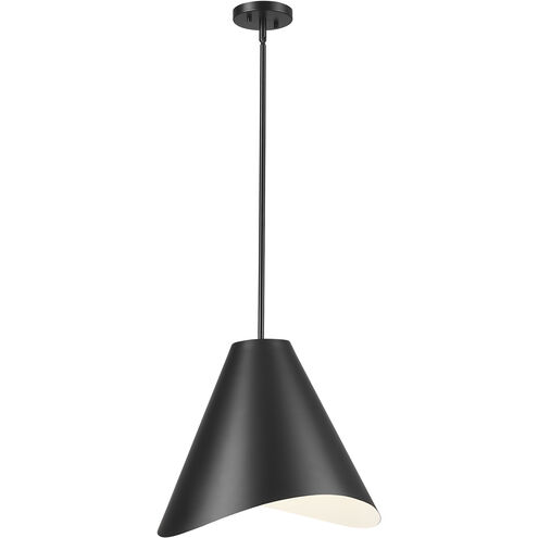 Aria 1 Light 18 inch Matte Black Pendant Ceiling Light in Matte Black & Inner White