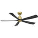 Kute5 52 52 inch Brushed Satin Brass with Matte White Blades Indoor/Outdoor Ceiling Fan