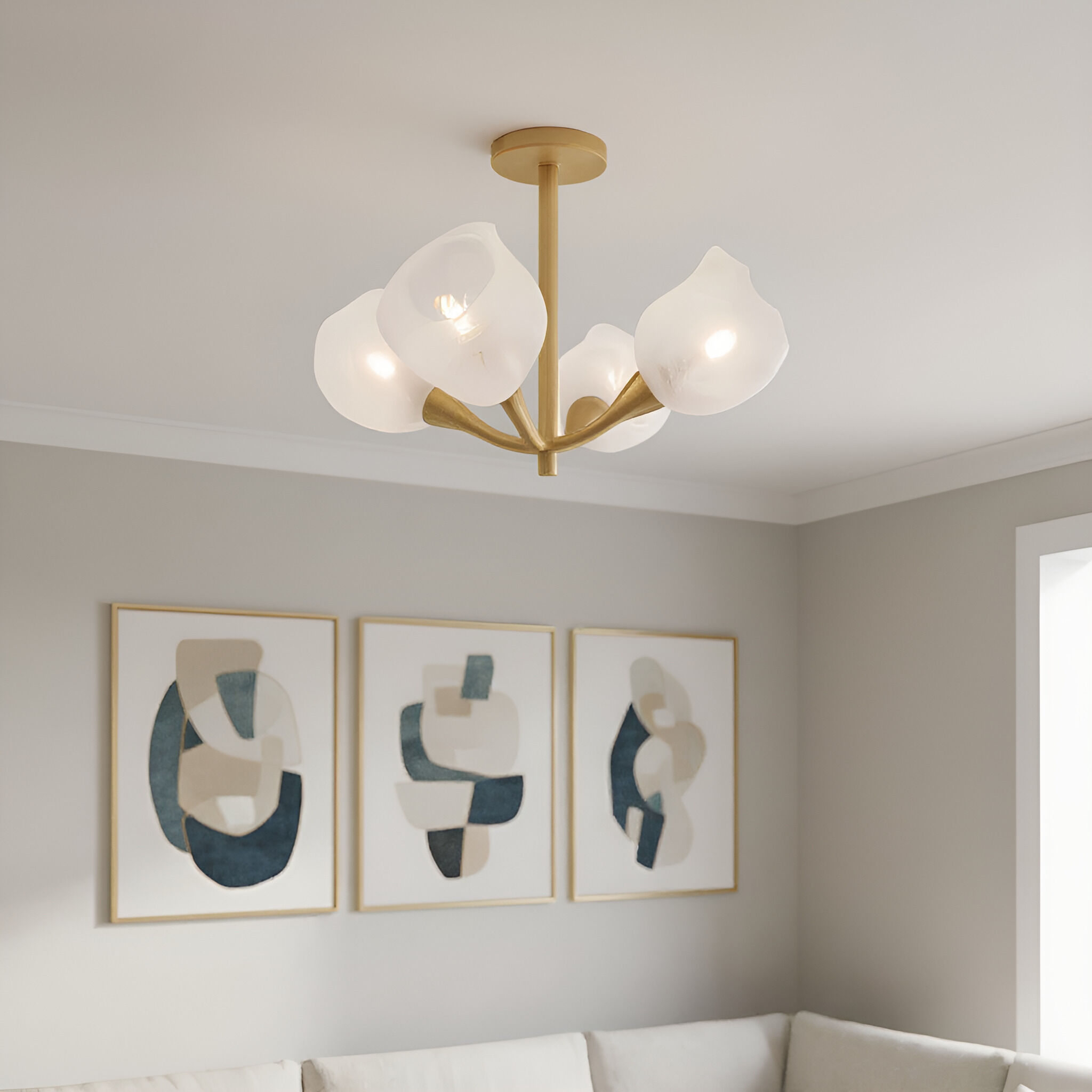 Adelyn 4 Light 22 inch Gold Leaf Semi-Flush Mount Ceiling Light
