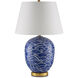 Nami 31 inch 150 watt Blue and White with Gold Leaf Table Lamp Portable Light