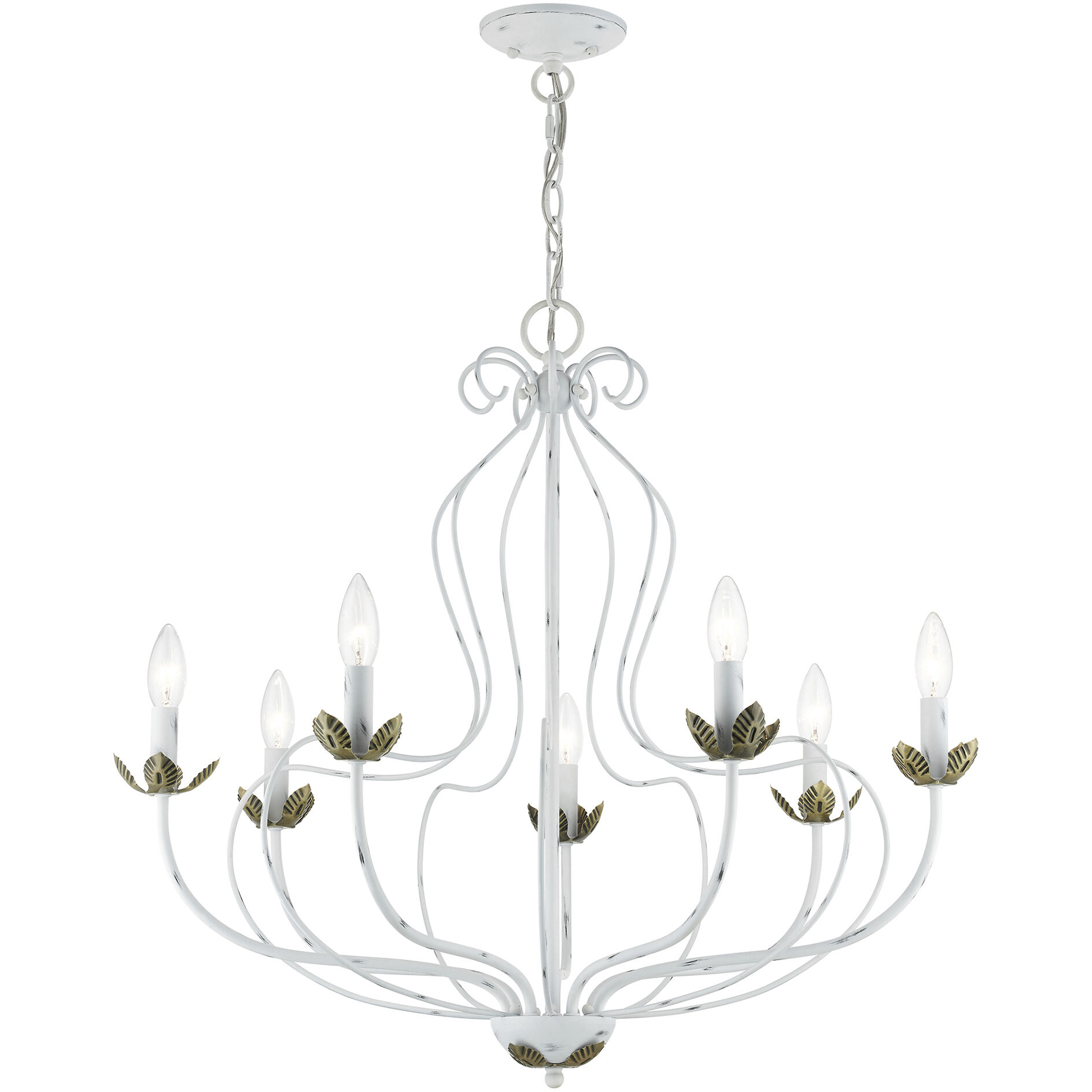 Katarina 7 Light 28 inch Antique White with Antique Brass Accents Chandelier Ceiling Light