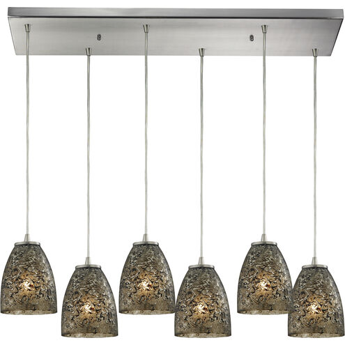 Fissure 6 Light 30 inch Satin Nickel Multi Pendant Ceiling Light, Configurable