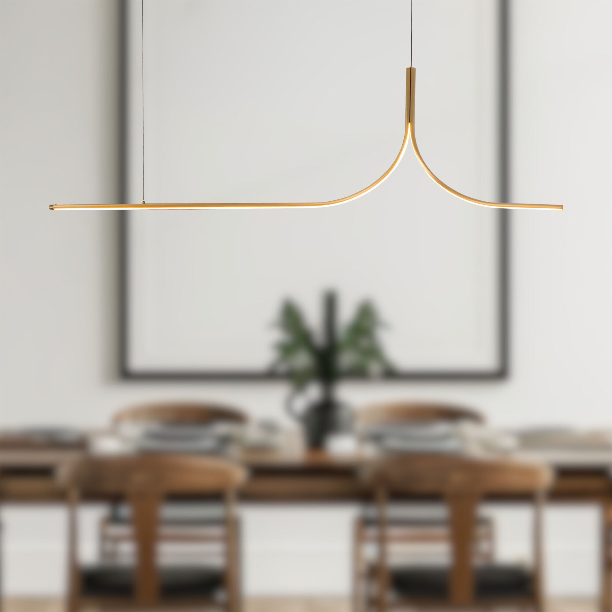 Thread 59.13 inch Brushed Gold Linear Pendant Ceiling Light in Remote Driver