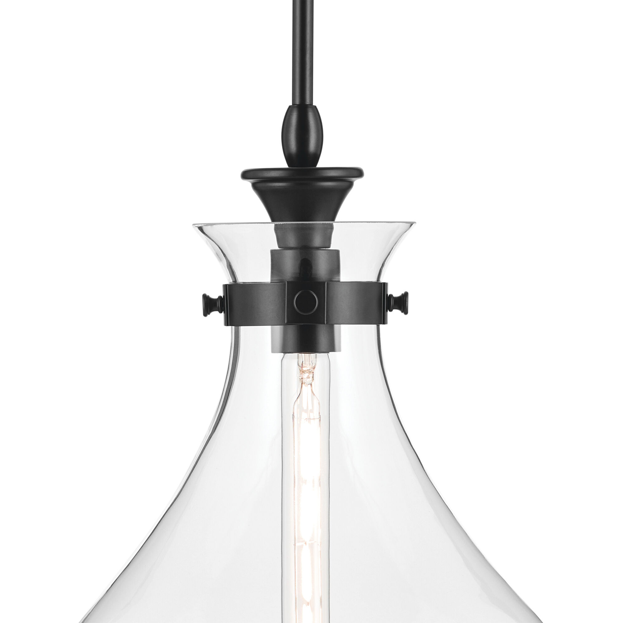 Laria 1 Light Black Pendant Ceiling Light in Clear