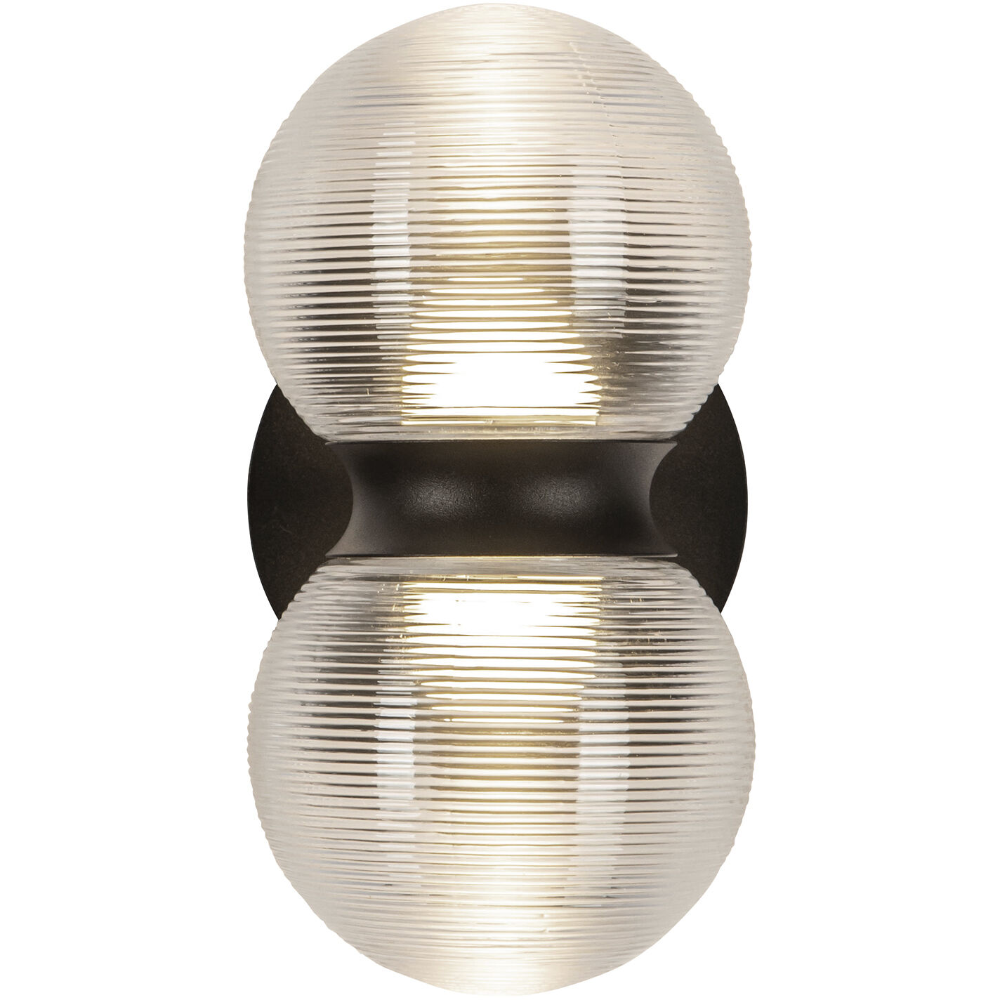 Peri LED 8.88 inch Black Exterior Wall in Clear Ribbed Glass