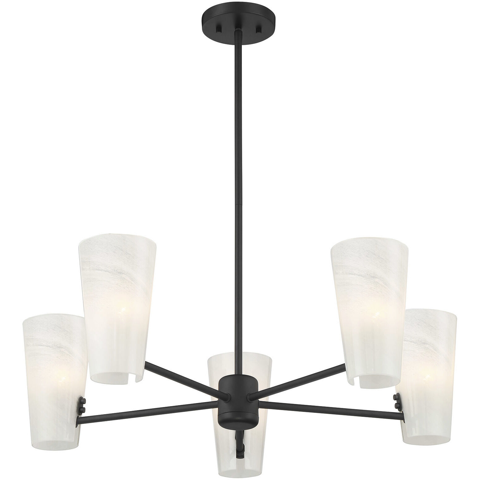 Mid-Century Modern 5 Light 30 inch Matte Black Chandelier Ceiling Light