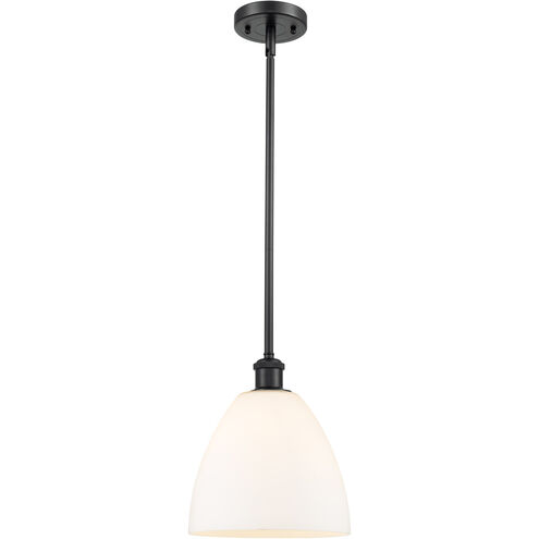 Ballston Dome LED 9 inch Matte Black Mini Pendant Ceiling Light in Matte White Glass