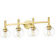 Sutton 4 Light 31.5 inch Brushed Gold Vanity Wall Light