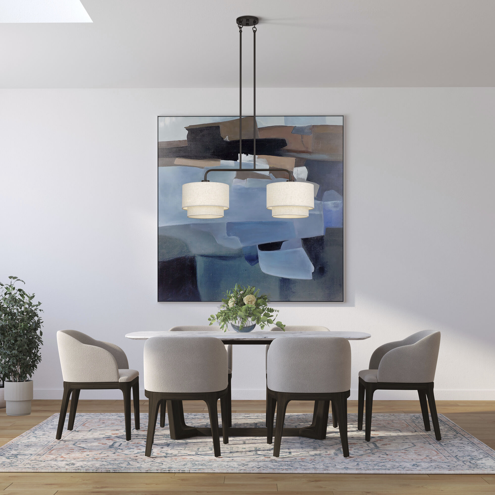 Manorwood 2 Light 34 inch English Bronze Linear Chandelier Ceiling Light, Large