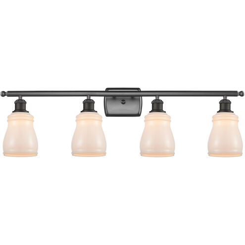 Ballston Ellery 4 Light 36 inch Oil Rubbed Bronze Bath Vanity Light Wall Light in White Glass, Ballston