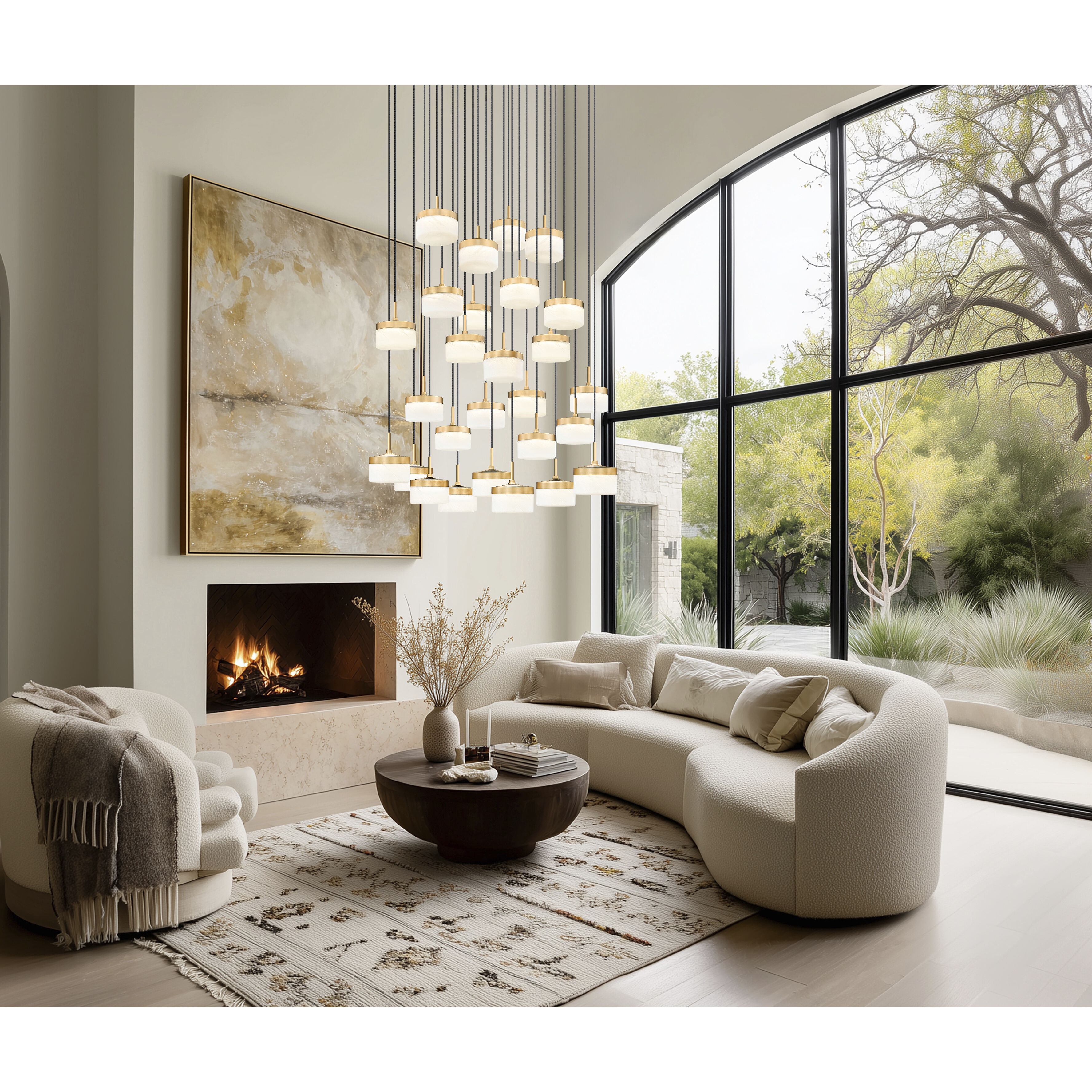 Renaud LED 40.75 inch Modern Gold Chandelier Ceiling Light