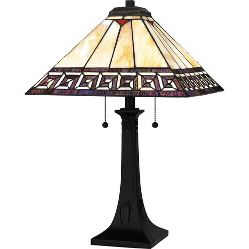 Edith 24.5 inch 75.00 watt Matte Black Table Lamp Portable Light, Tiffany