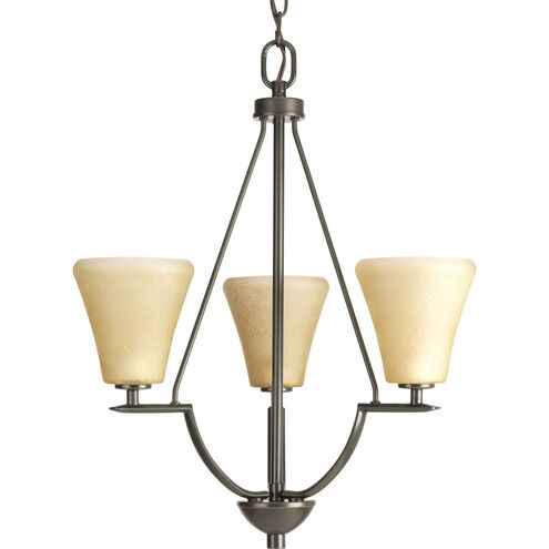 Bravo 3 Light 18 inch Antique Bronze Hall & Foyer Ceiling Light in Etched Umber Linen Glass