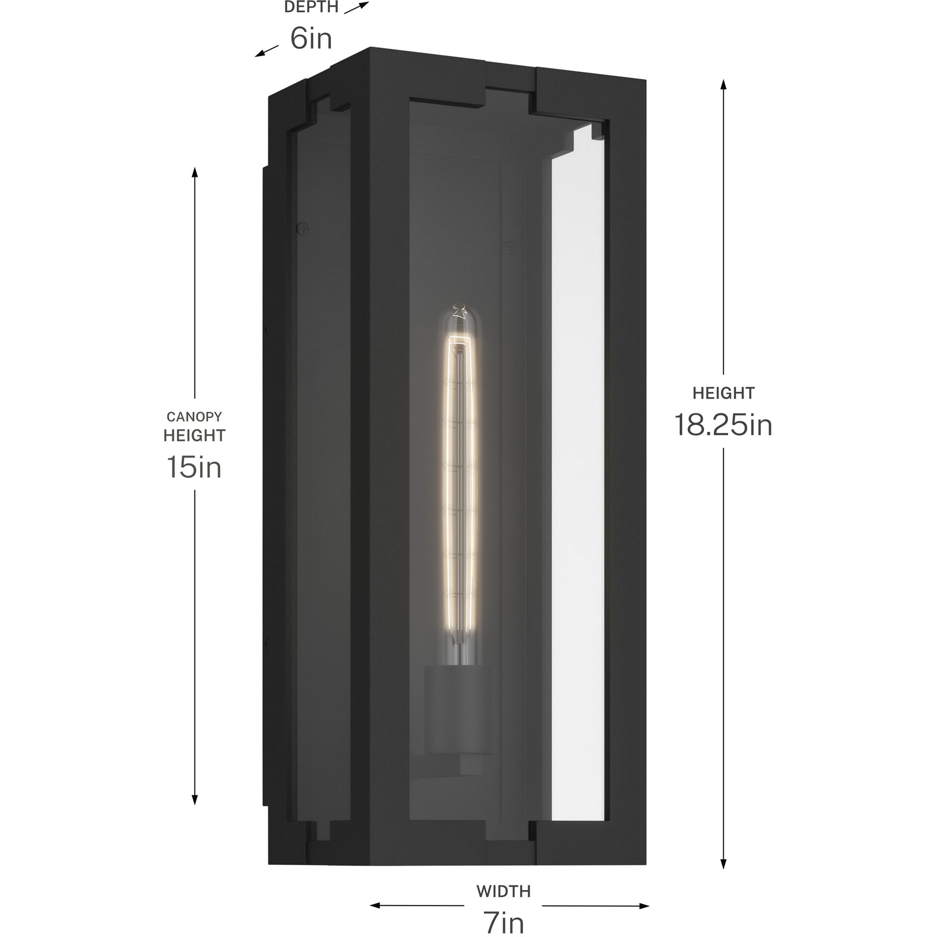 Calen 1 Light 18.25 inch Textured Black Outdoor Wall Light