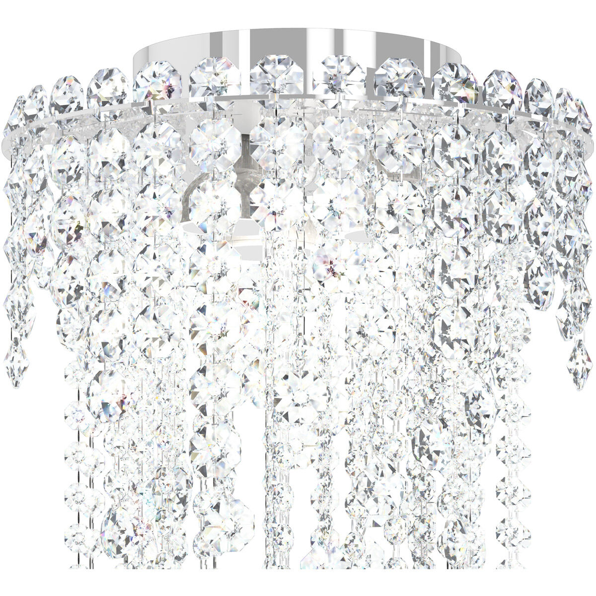 Chantant 3 Light Polished Stainless Steel Flush Mount Ceiling Light in Optic, Strand