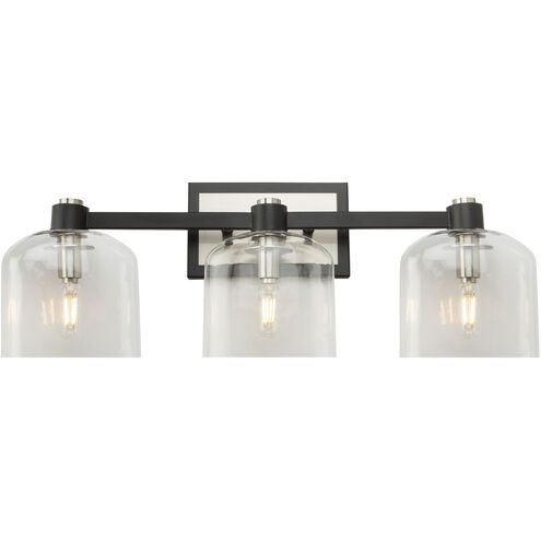 Lyndon 3 Light 24.01 inch Black and Brushed Nickel Vanity Light Wall Light