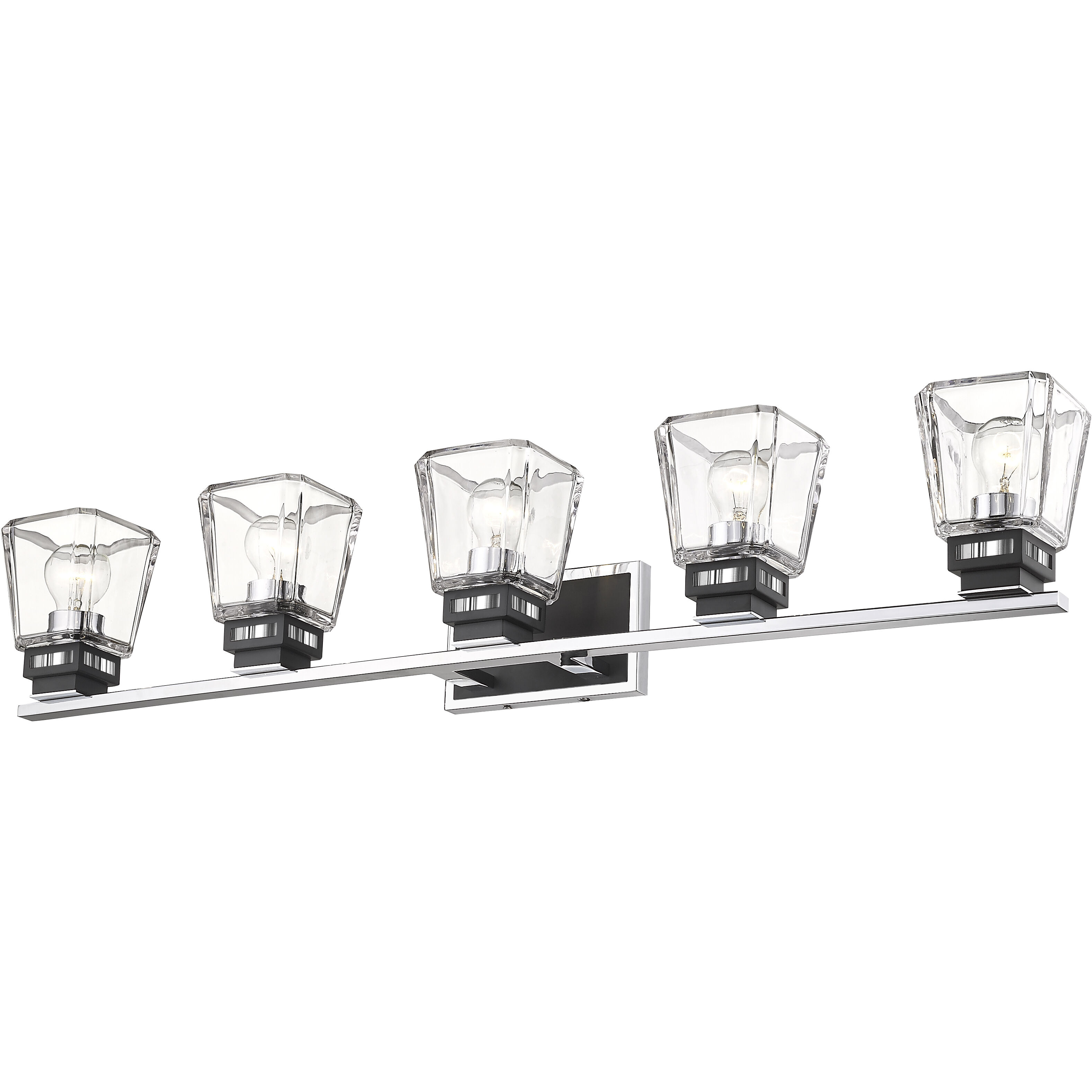Jackson 5 Light 42.25 inch Chrome and Matte Black Vanity Wall Light