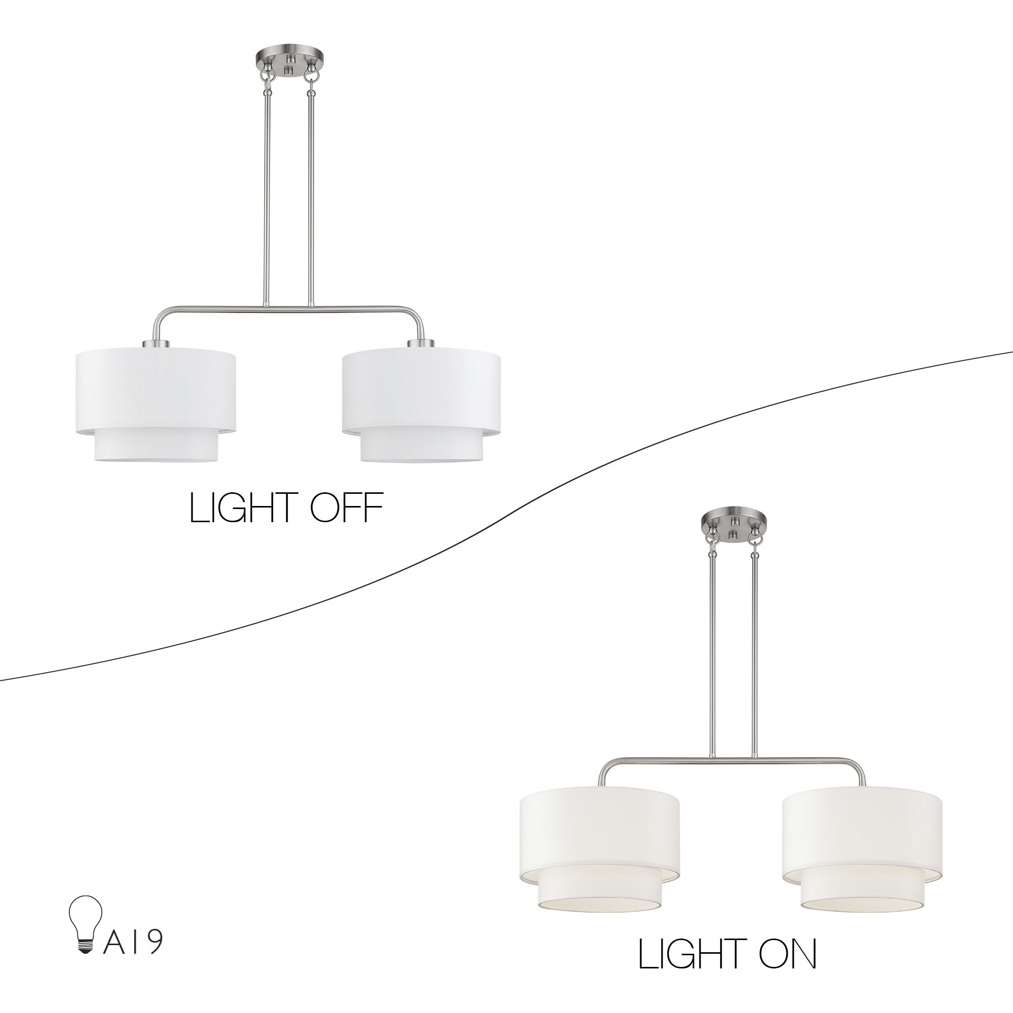 Manorwood 2 Light 35 inch Brushed Nickel Linear Chandelier Ceiling Light