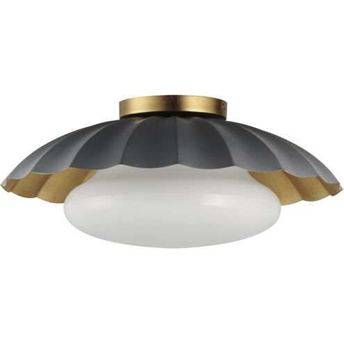 Primrose 1 Light 16 inch Dark Grey and Gold Leaf Flush Mount Ceiling Light