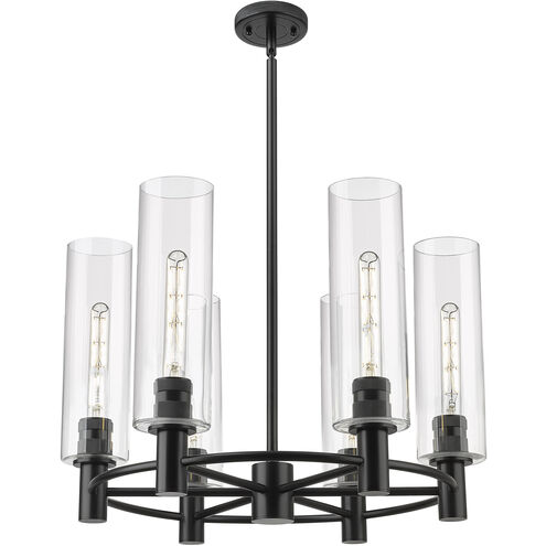 Crown Point 6 Light 24 inch Matte Black Chandelier Ceiling Light in Clear Glass