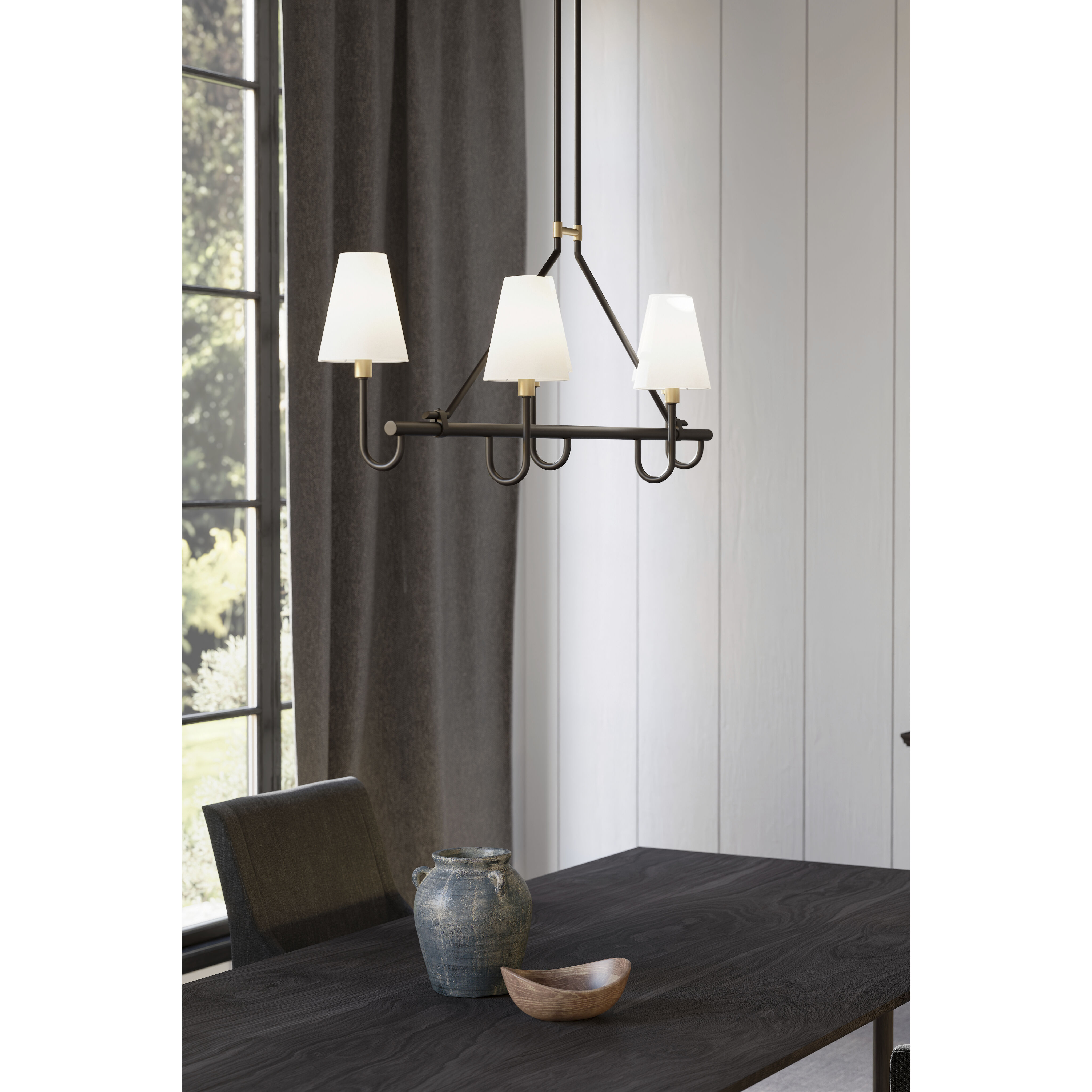 Bellforge 5 Light 51 inch Legacy Brass and Dark Bronze Linear Chandelier Ceiling Light