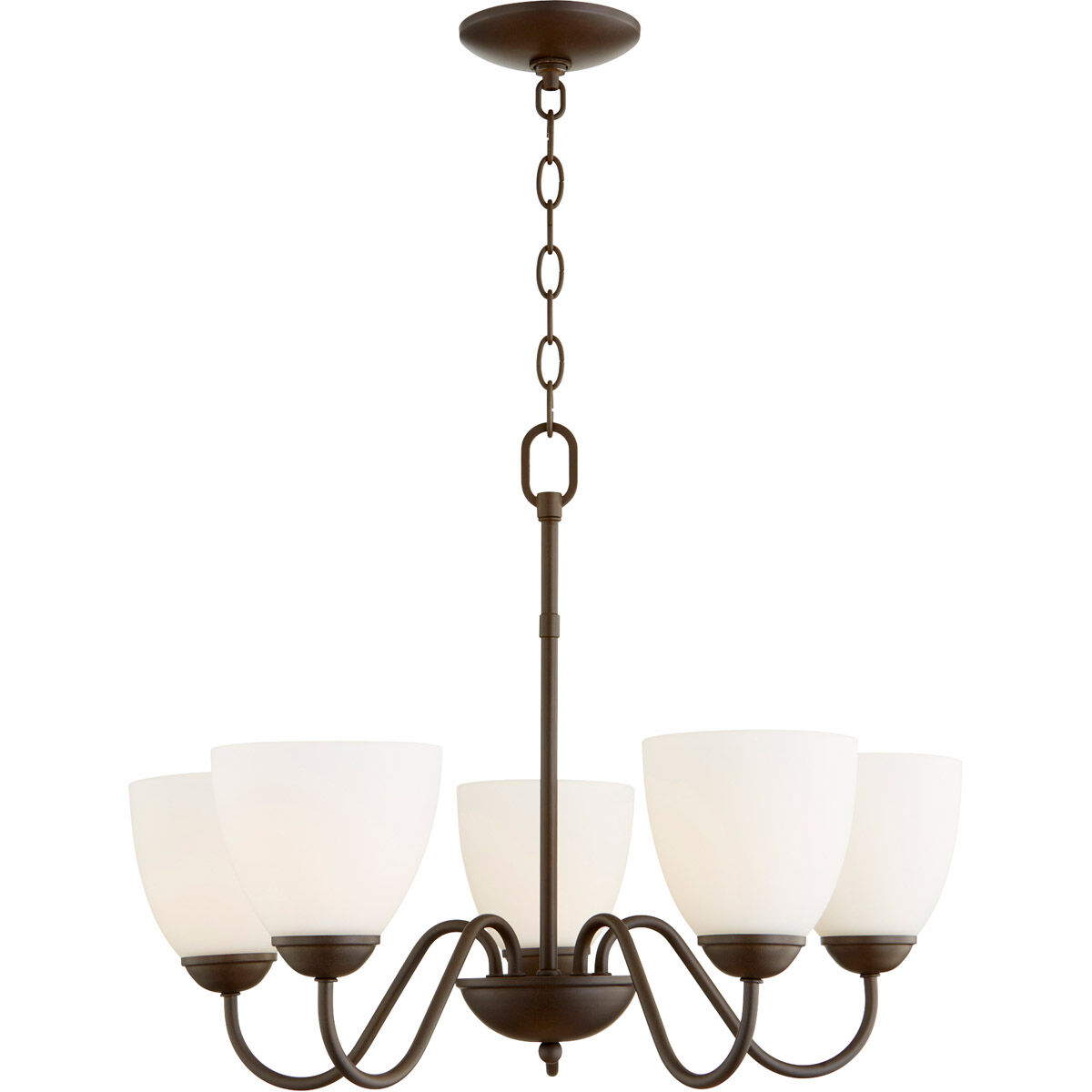 Fort Worth 5 Light 23 inch Oiled Bronze Chandelier Ceiling Light, Quorum Home