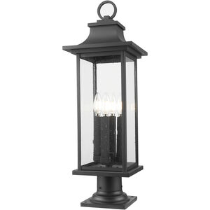 Tiberius 4 Light 27.25 inch Black Outdoor Pier Mounted Fixture in Clear Seedy Glass