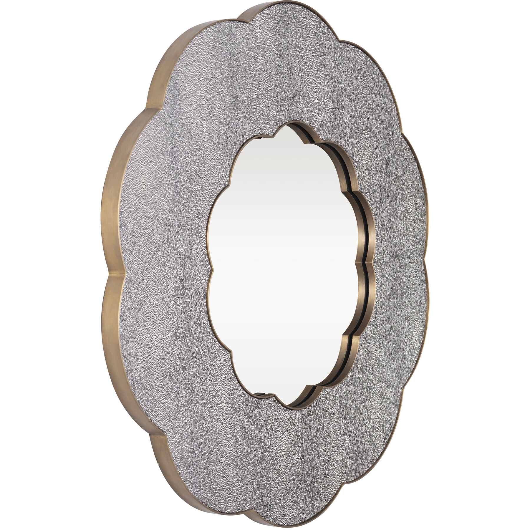 Scallop Gray Shagreen with Weathered Brass Wall Mirror