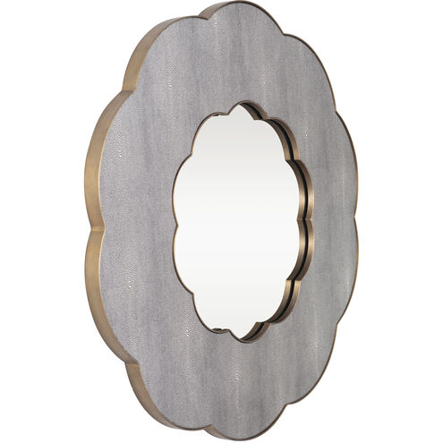 Scallop Gray Shagreen with Weathered Brass Wall Mirror