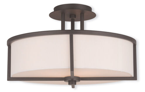 Wesley 3 Light 16 inch Bronze Semi-Flush Mount Ceiling Light