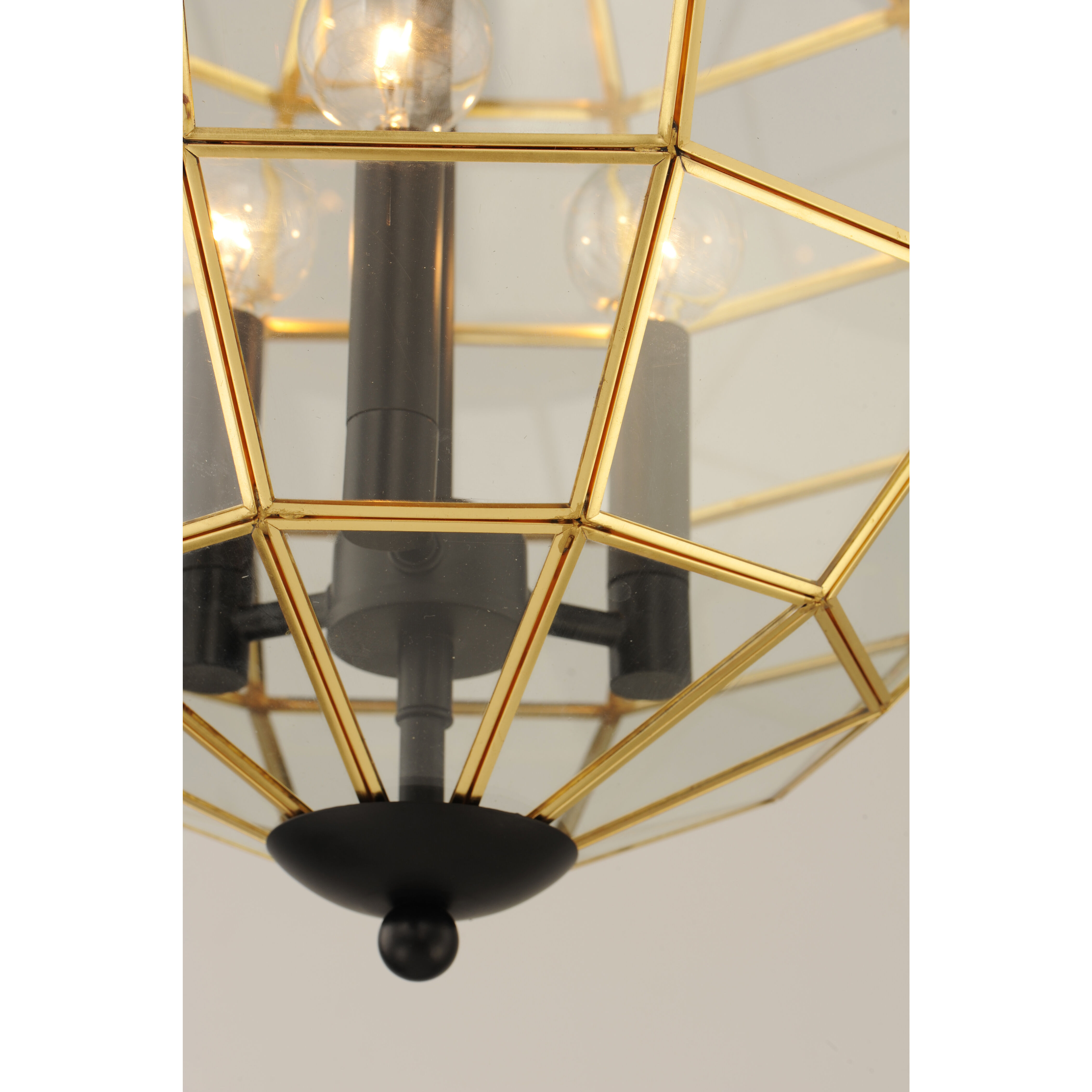 Heirloom 3 Light 16 inch Black/Burnished Brass Multi-Light Pendant Ceiling Light