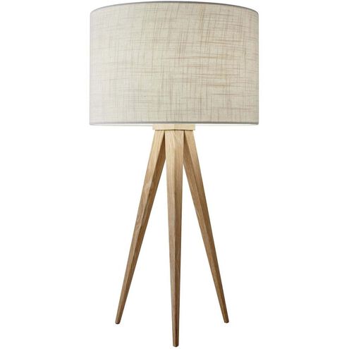 Director 26 inch 100.00 watt Natural Wood Table Lamp Portable Light