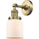 Franklin Restoration Small Bell 1 Light 5 inch Antique Brass Semi-Flush Mount Ceiling Light in Incandescent, Matte White Glass, Franklin Restoration