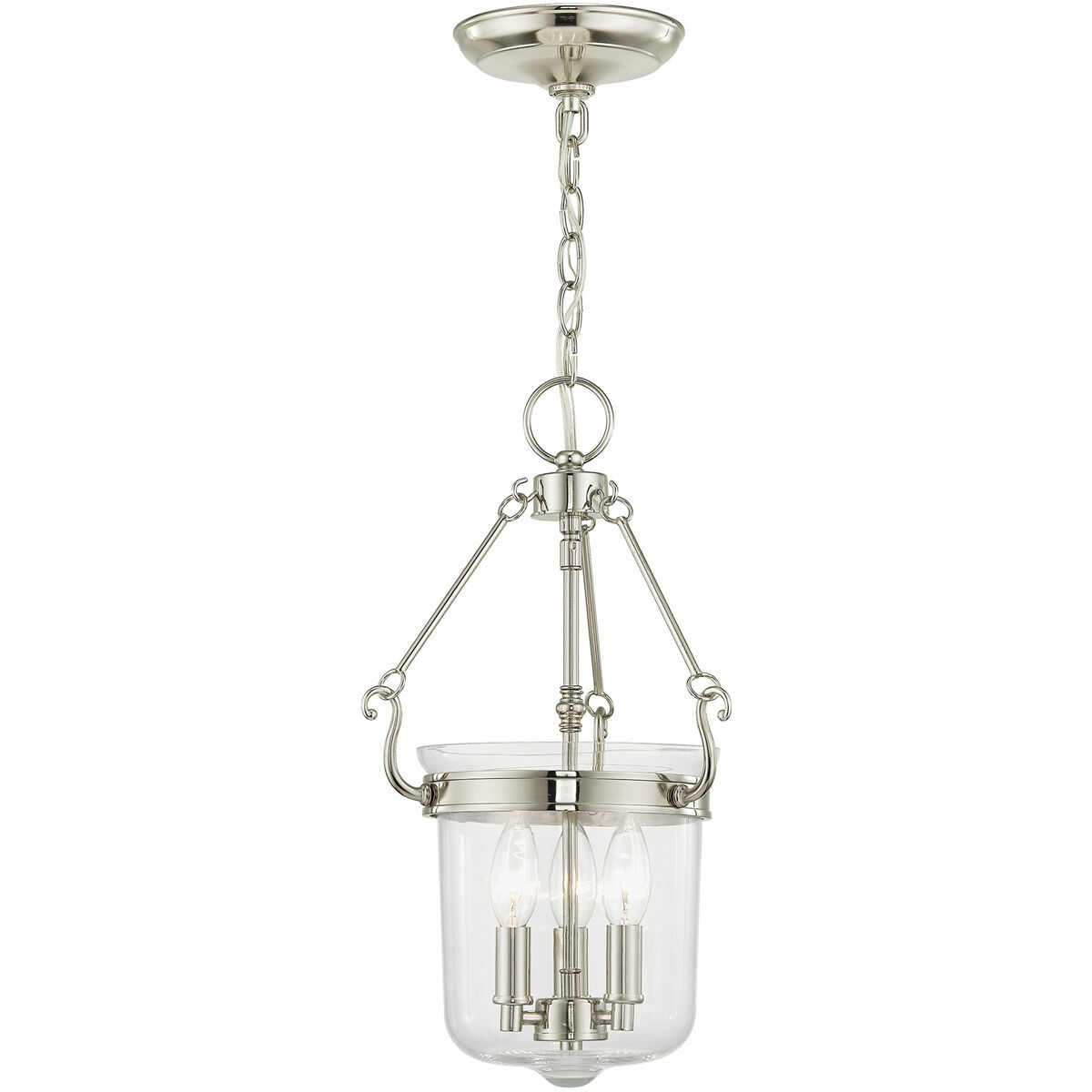 Rockford 3 Light 10.5 inch Polished Nickel Pendant Ceiling Light
