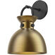 Alora Mood Waldo 1 Light 8.75 inch Matte Black and Aged Gold Bath Vanity Light Wall Light