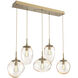 Cosmos Incandescent 5 Light 42.2 inch Gilded Brass Linear Pendant Ceiling Light in Amber Cosmos, Multi-Port