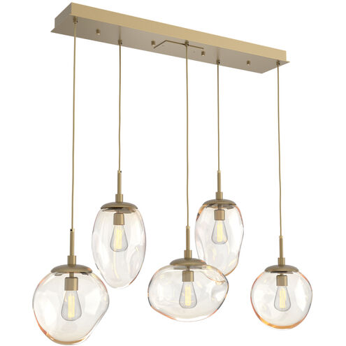 Cosmos Incandescent 5 Light 42.2 inch Gilded Brass Linear Pendant Ceiling Light in Amber Cosmos, Multi-Port