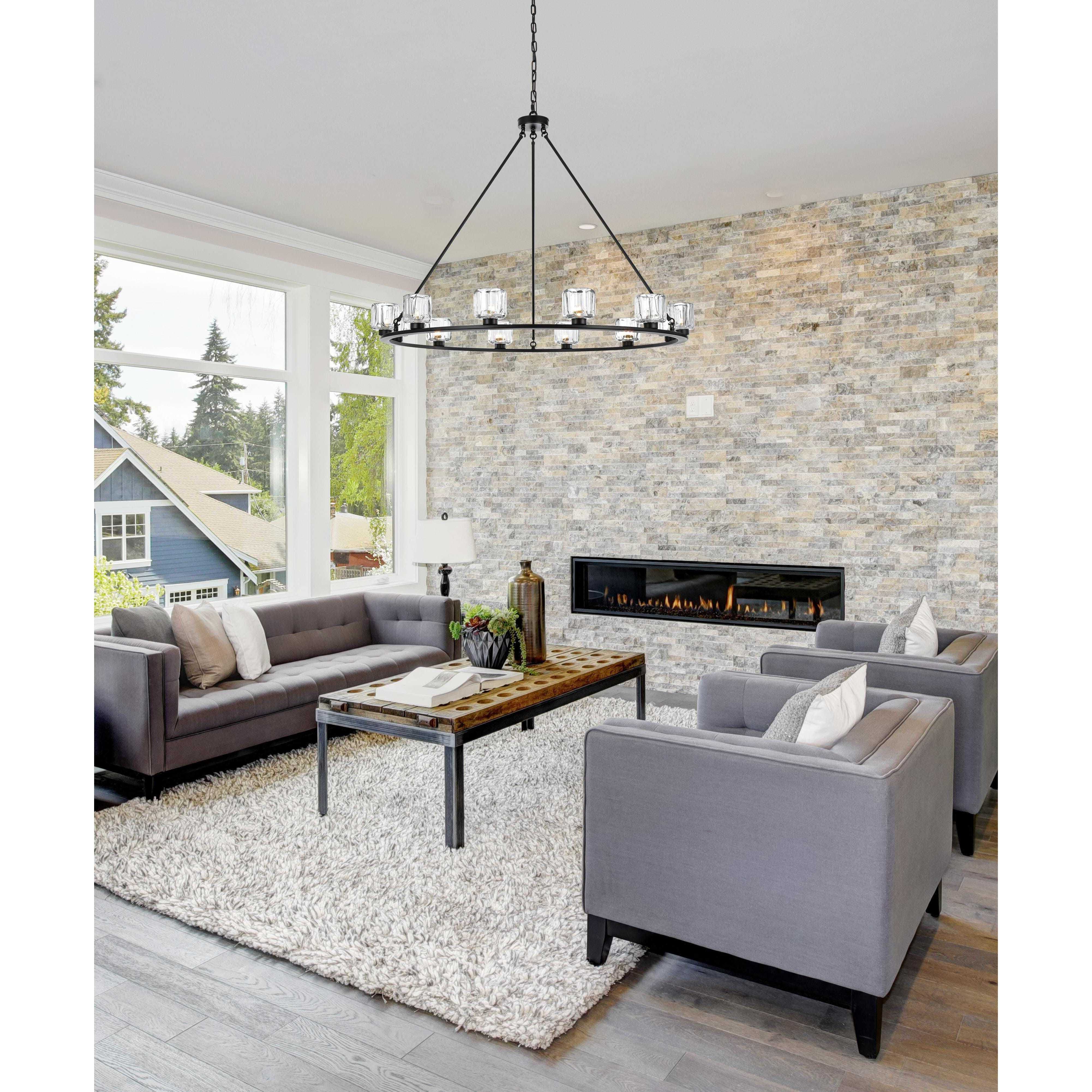 Cadence 12 Light 48 inch Black Chandelier Ceiling Light